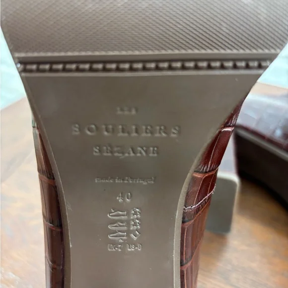 Sezane Monique High Mary Janes Brown Croco - Size 40 - Picture 10 of 10